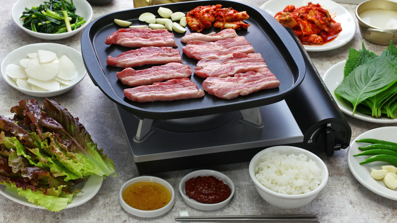 korean bbq setup