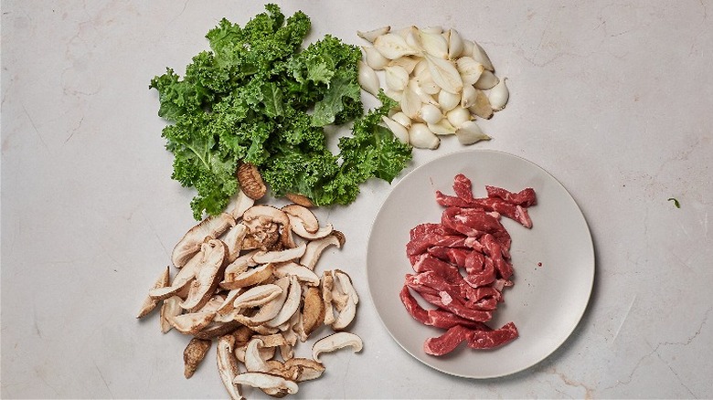 vegetables prepped on a table