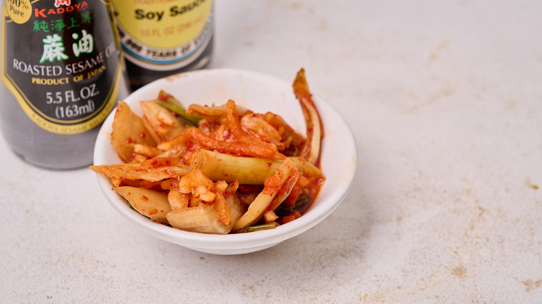 bowl of kimchi on table