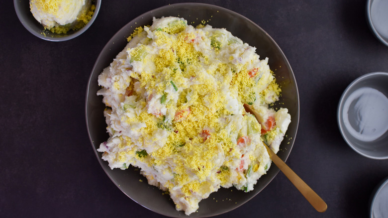 korean potato salad in bowl