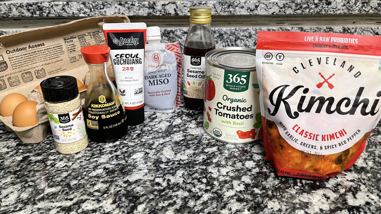 Korean shakshuka ingredients