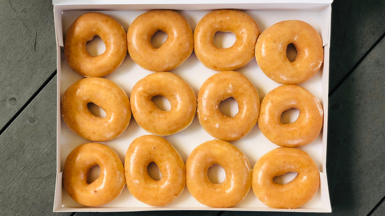 donuts displayed in carton