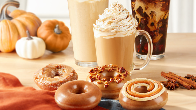 Krispy Kreme fall donuts and coffee drinks