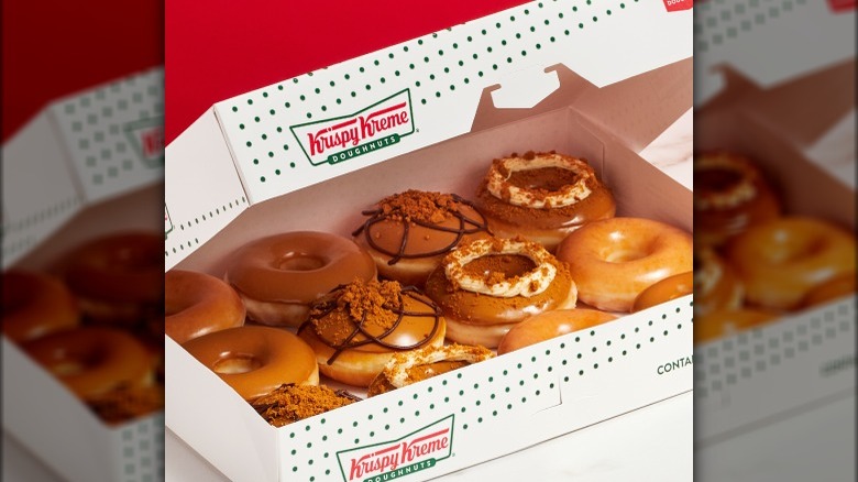 Krispy Kreme Biscoff donuts in a box