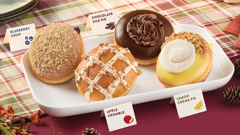 Four Krispy Kreme Thanksgiving pie donuts