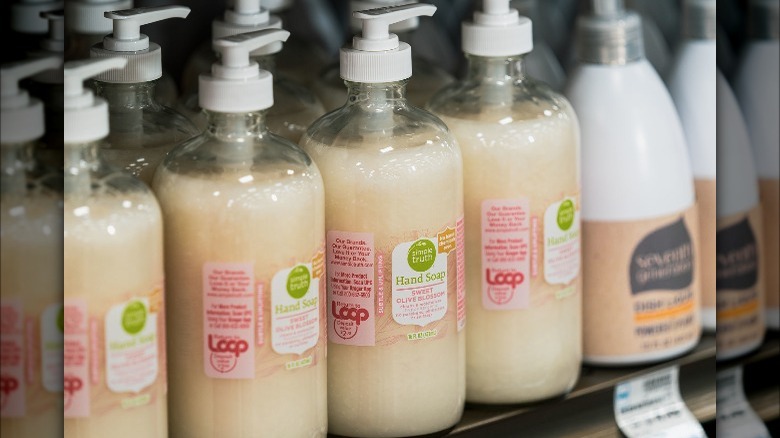 Reusable soap Simple Truth containers by Loop