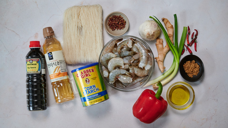 stir fry ingredients on table