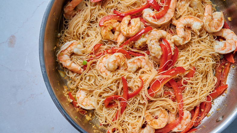 stir fry cooking in pan