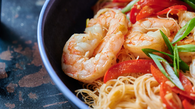 shrimp stir fry in bowl