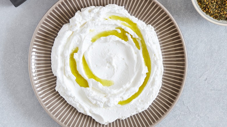 Labneh drizzled with olive oil