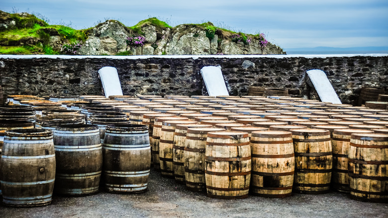 Barrels of whisky on Islay