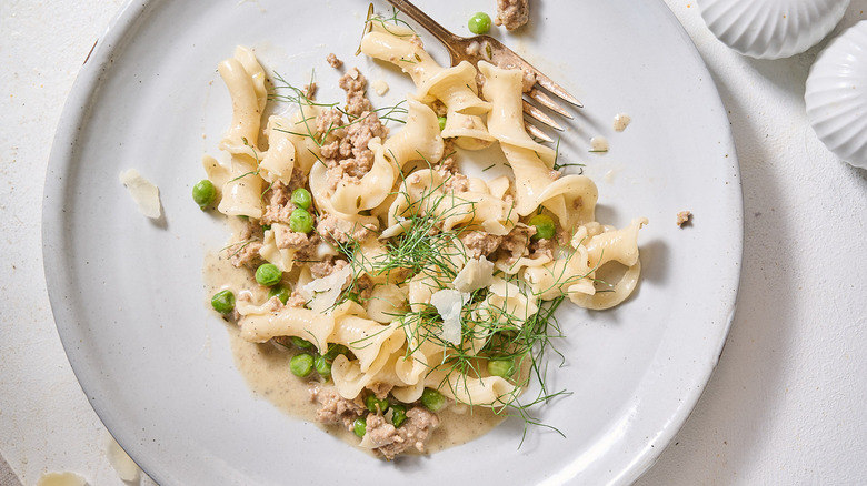 fennel fronds on pasta