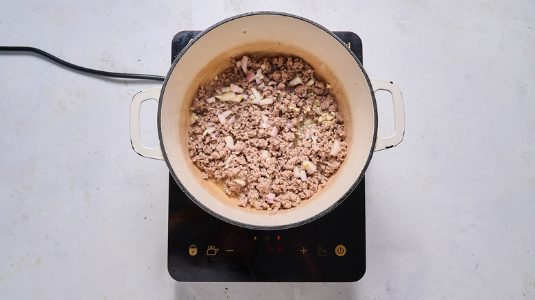 onion and garlic in pot