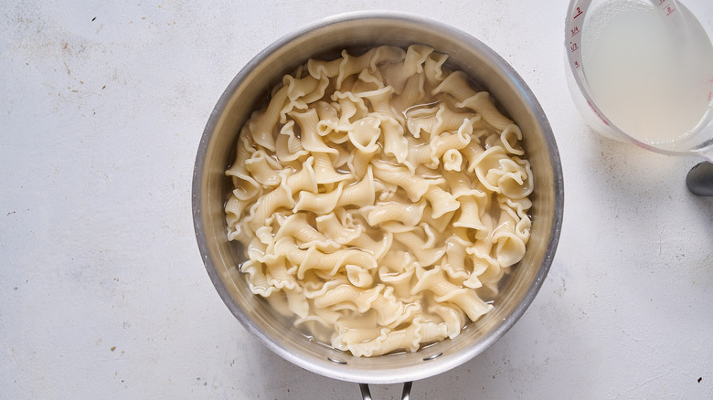 cooking pasta in pot