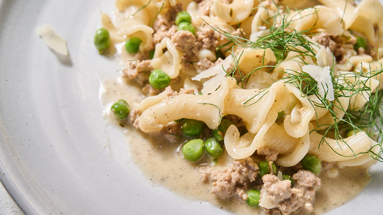 close up of pasta on plate