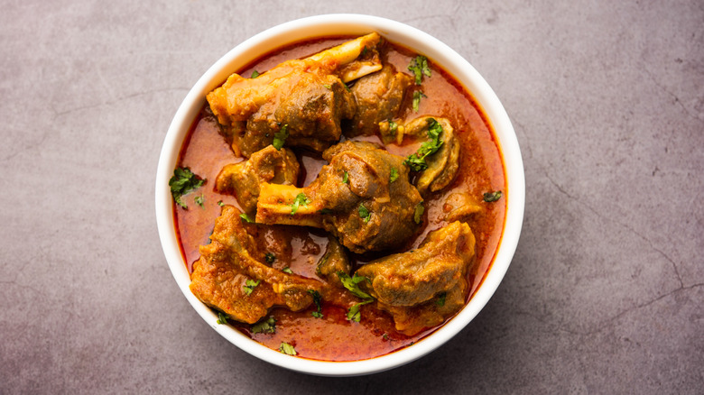 Mutton curry in bowl