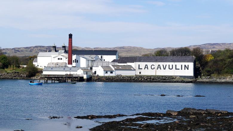 Lagavulin distillery on coastline