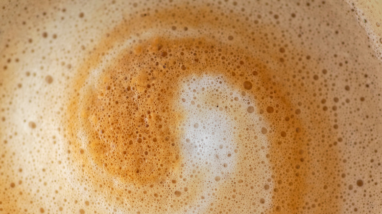 Close-up of cappuccino milk foam