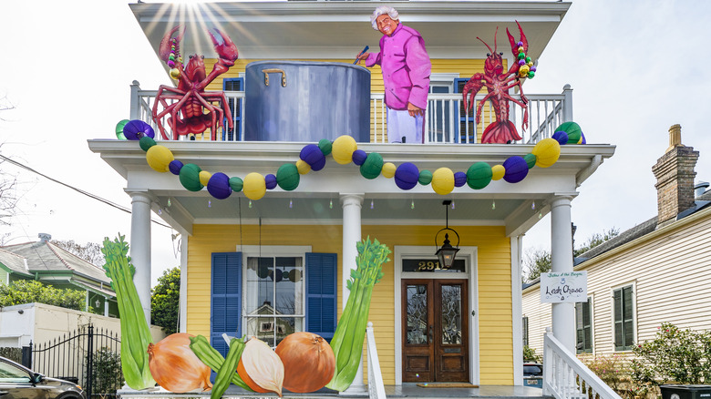 Mardi Gras decorations for Leah Chase