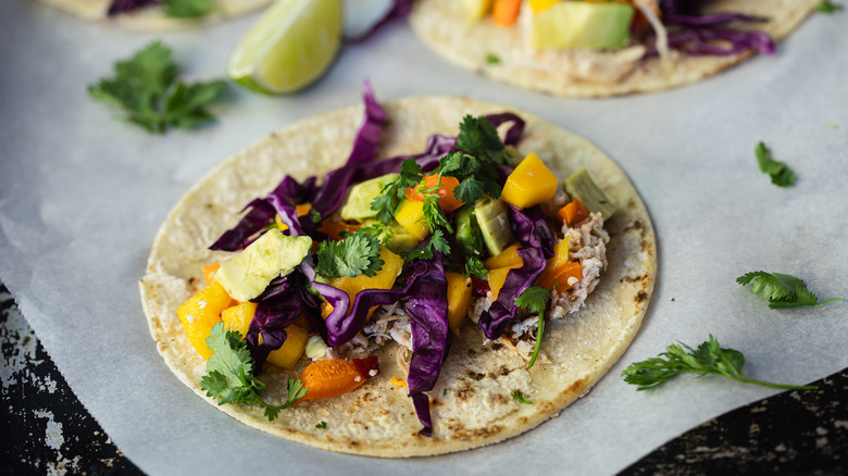 1 taco on parchment paper