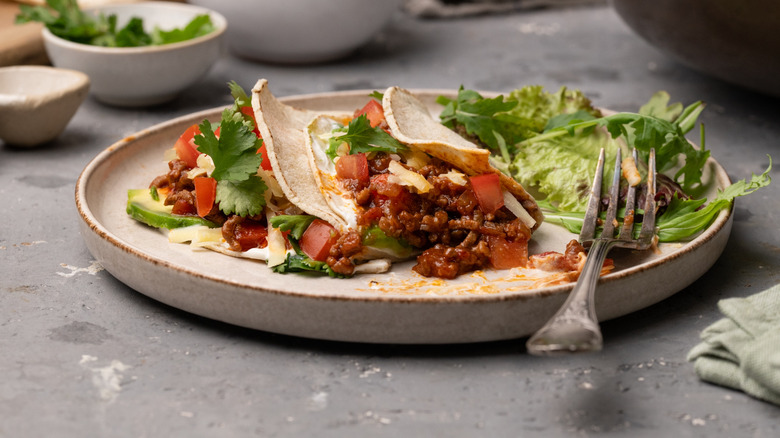 A plate of sloppy joe tacos