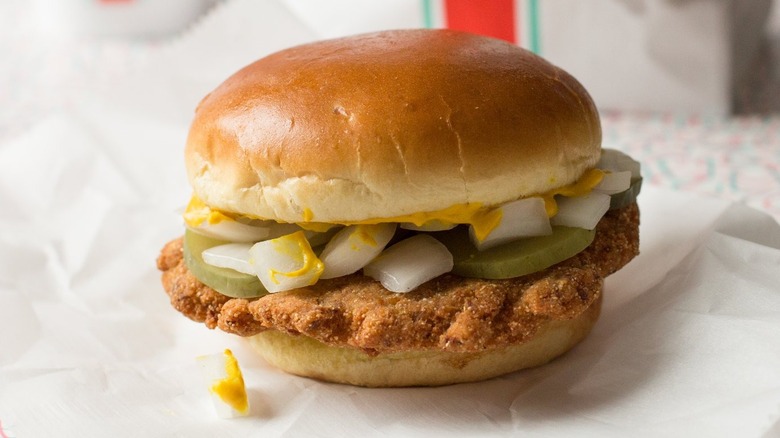 Slugburger with pickles and mustard