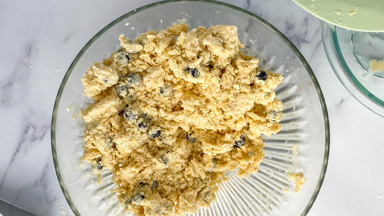 blueberry scone dough in bowl