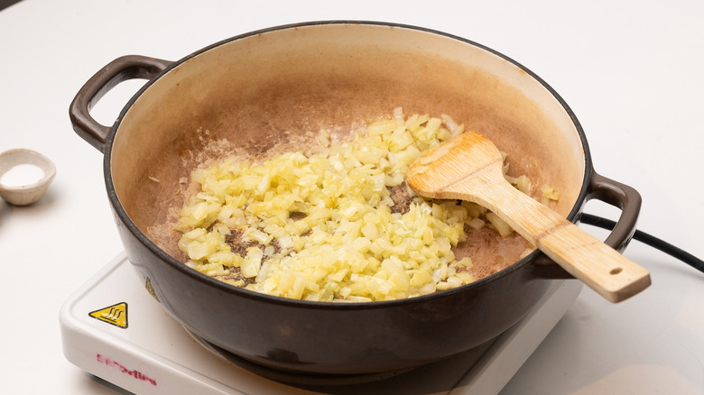 sautéing onion and garlic