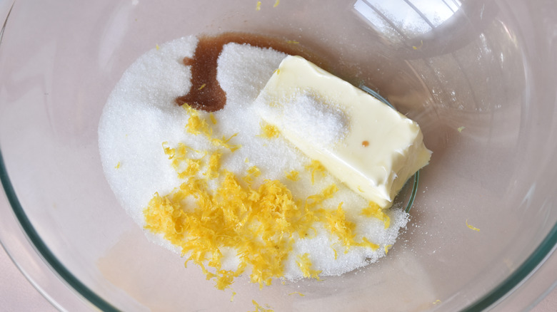 mixing butter sugar lemon zest