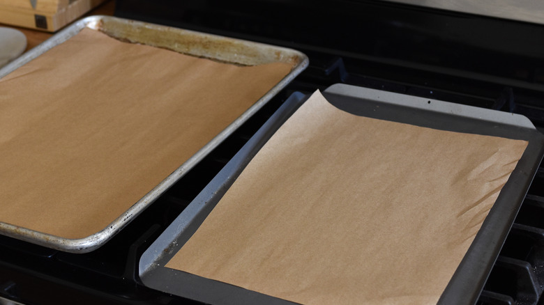 parchment lined baking sheets