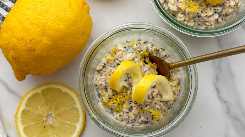 overhead shot of lemon oats