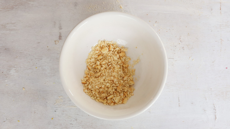 crushed crackers in a bowl