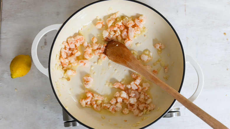 cooked shrimp in pan