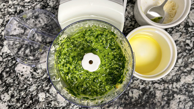 spinach mixture in food processor