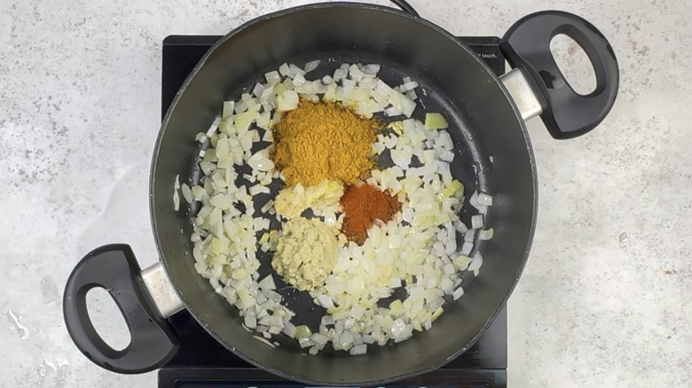 frying aromatics in pot