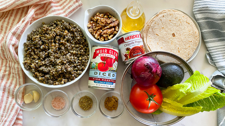 ingredients for lentil tacos