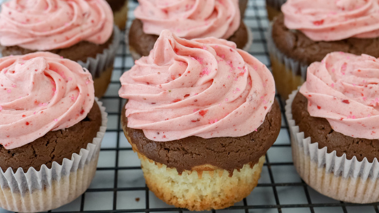 cupcakes with pink frosting