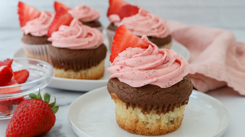 cupcakes with pink frosting