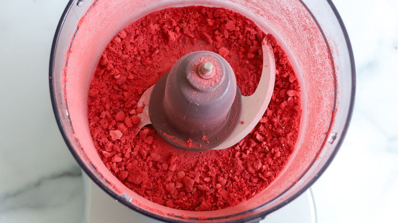 ground dried strawberries in food processor