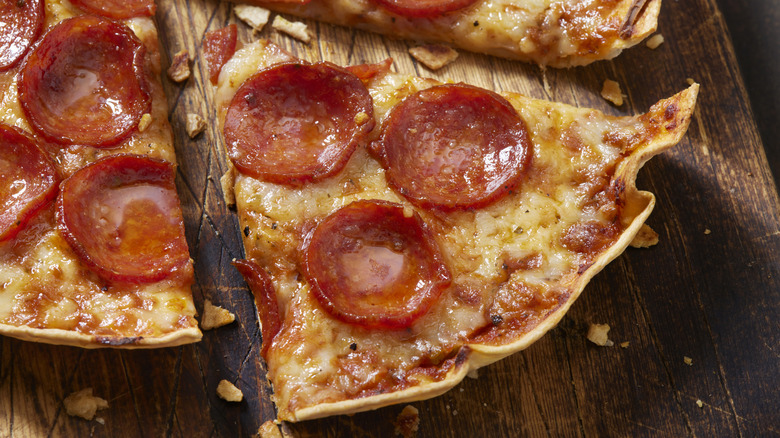 pepperoni tortilla pizza