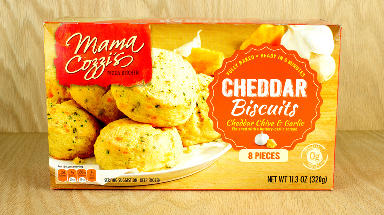 Mama Cozzi's Aldi brand cheddar biscuits package
