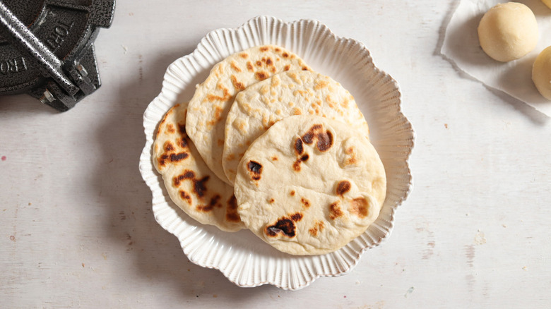 flour tortillas on white plate