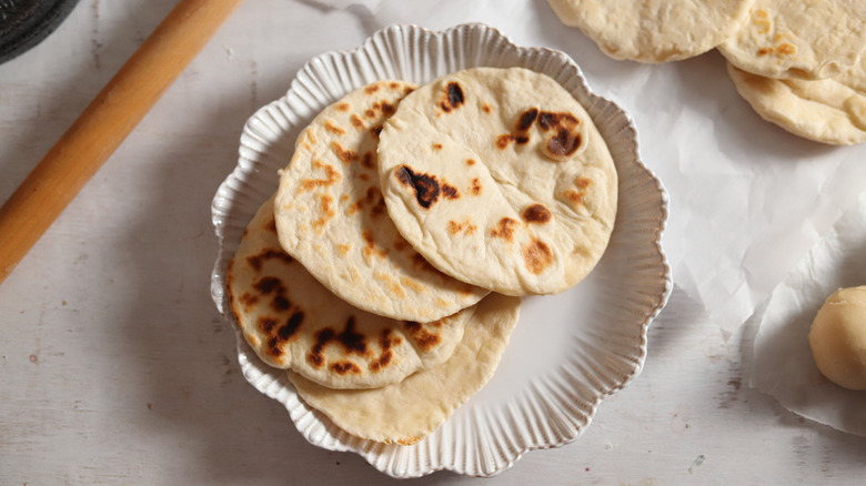 flour tortillas on white plate