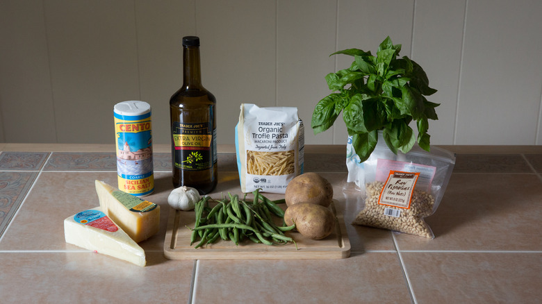 pesto ingredients displayed on table 