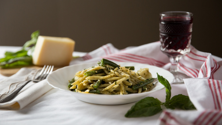 serving dish containing vegetable pesto 