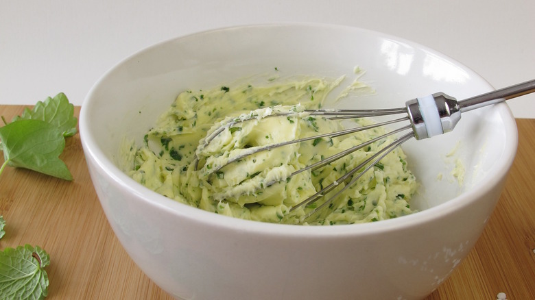 making compound butter in bowl