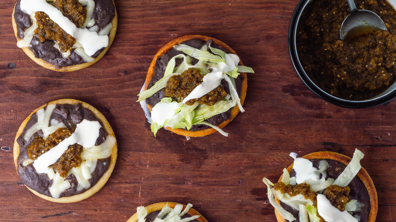 black bean sopes on table