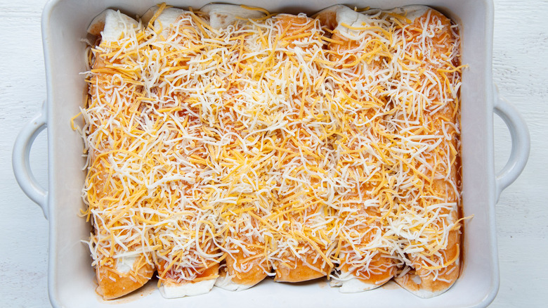 enchiladas in baking dish 