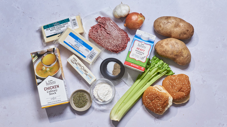 Loaded cheeseburger soup ingredients