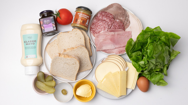 loaded Dagwood sandwich ingredients